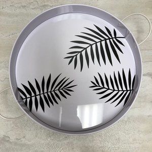 Palm leaf metal serving tray